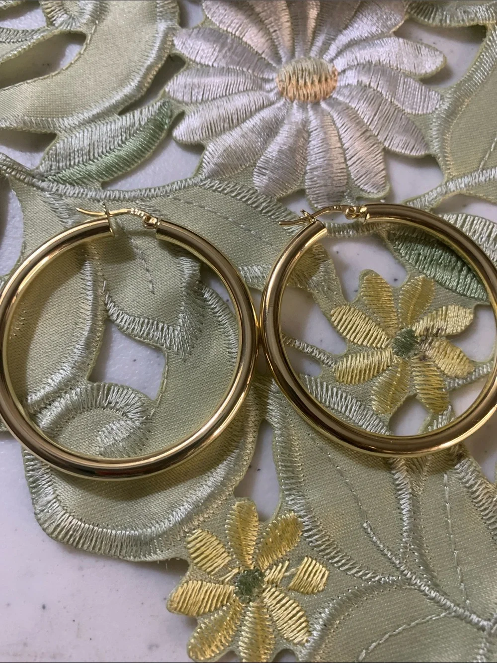 Gold S925 Hoop Earrings for Women – Polished Classic 2 Inch Hoops - Picture 2 of 3
